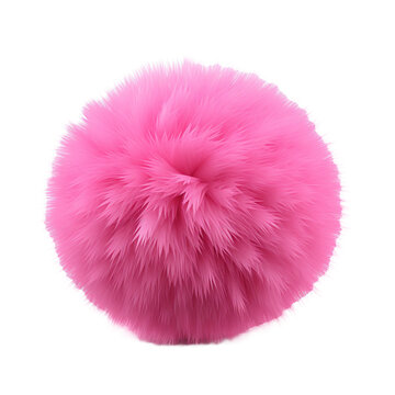 Pink fluffy ball isolated on white or transparent background