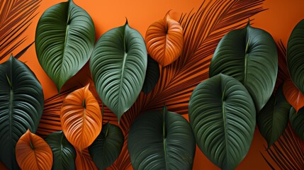 Maranta Medley Array of Orange Leaves on Earthy Tone