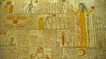 Detail of Ancient Egyptian Hieroglyphs, Luxor.