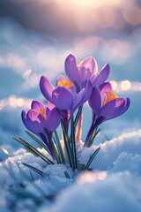 Crocuses and daffodils sprout in early spring