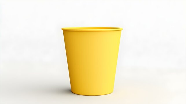 Light Yellow Paper Bin on a white Background. Office Template with Copy Space