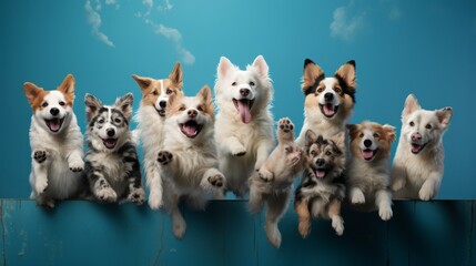 Frontal Frolic Playful Puppies Rolling Around in View - obrazy, fototapety, plakaty