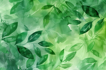 Obraz premium green watercolor foliage abstract background, spring eco nature, watercolor illustration