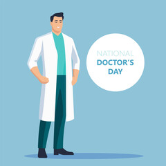 National Doctor's Day. Male doctor. Vector illustration.