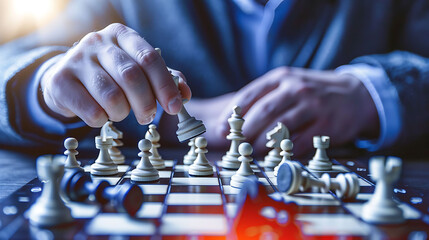 A person playing a game of chess, representing strategic thinking in business
