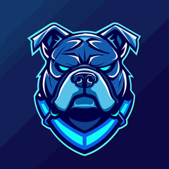 Vector esports logotype dog bulldog on blue background, logo bulldog, icon bulldog, sticker bulldog, symbol bulldog, emblem bulldog