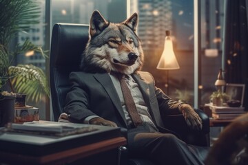 Alpha of the Boardroom: The Corporate Wolf - obrazy, fototapety, plakaty
