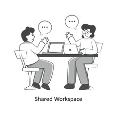 Shared Workspace Flat Style Design Vector illustration. Stock illustration