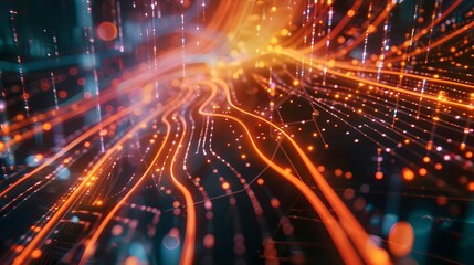 Obraz premium Dynamic Flow of Data on Digital Highways - Generative AI