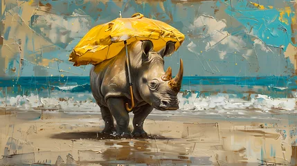 Zelfklevend Fotobehang rhino at the sea © Manja