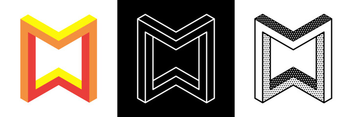 Abstract shape icon isolated on white and black background. Vector illustration.