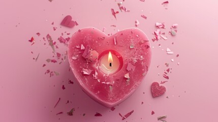 pink heart candle.