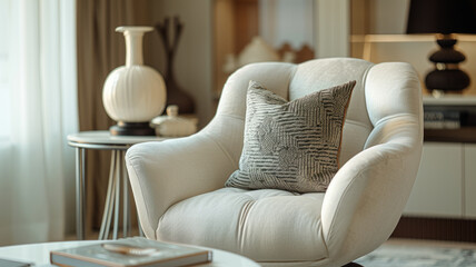 Modern armchair in a living room setting