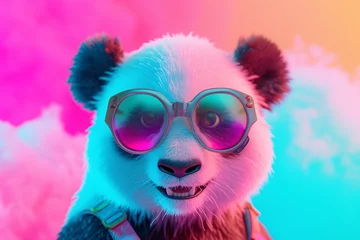 Schilderijen op glas a panda wearing sunglasses © Eugen
