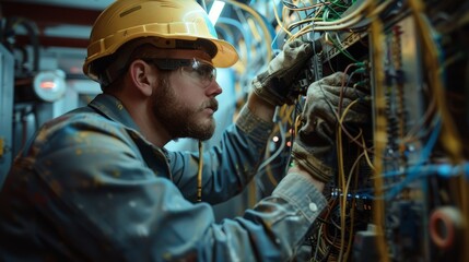 electrician working cherrie picker