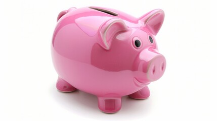 Pink piggy bank isolated on white. concept of preserving and saving money.