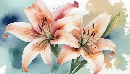 Hand drawn lily floral seamless pattern