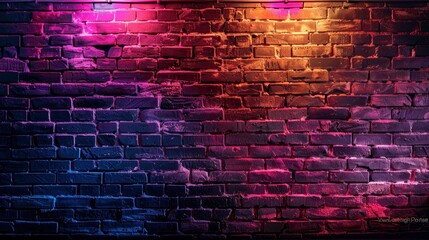 Brick wall, background, neon light - generative ai
