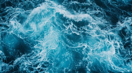 Fototapeta premium Seamless Blue Ocean Water Texture with Turquoise Foamy Waves