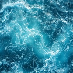 Seamless Blue Ocean Water Texture with Turquoise Foamy Waves - obrazy, fototapety, plakaty