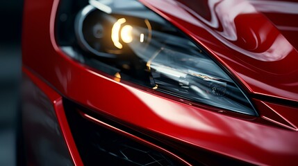 Close-up of the headlight of a modern sports car.

