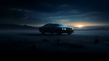 Fototapeta na wymiar Dark Car Silhouette: 3D Illustration - 8K/4K Photorealistic