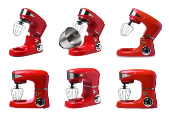 Foto op Aluminium Red stand mixers isolated on white, set © New Africa