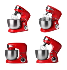 Foto op Aluminium Red stand mixers isolated on white, set © New Africa