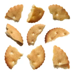 Rolgordijnen Pieces of delicious crackers isolated on white © New Africa