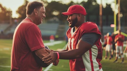 Sportsmanship in Action: Athlete and Coach Sharing a Respectful Handshake Post-Game