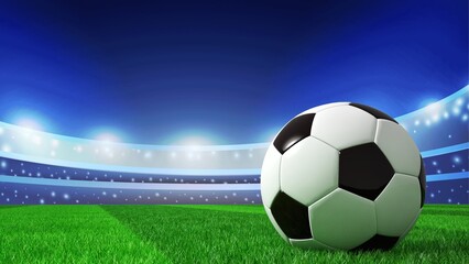 Fototapeta premium illustration of a ball on the grass of a football stadium field