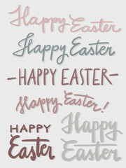 Easter Season Spring Holiday  vector seasonal wishes phrases quotes set in pastel colors for web digital projects cards posters materials isolated on light background 