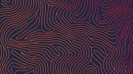 contour topographic wave lines background, red abstract pattern texture on dark background