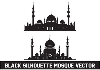 Mosque vector silhouette bundle white background