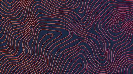 abstract topographic wave lines backdrop, crimson contour pattern on dark backdrop