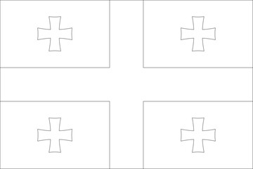 Obraz premium Georgia flag - thin black vector outline wireframe isolated on white background. Ready for colouring.