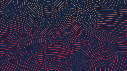 abstract topographic wave lines backdrop, crimson contour pattern on dark background