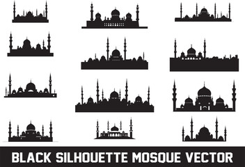 Fototapeta premium Mosque vector silhouette bundle white background