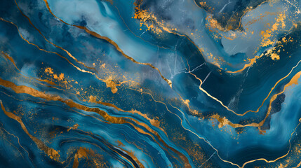 Elegant Blue and Gold Marble Texture for Luxurious Design