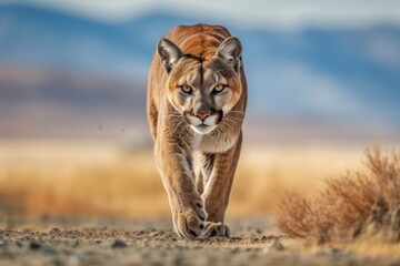 Predatory Focus: The Puma's Gaze - obrazy, fototapety, plakaty