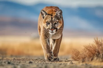 Foto op Aluminium Predatory Focus: The Puma's Gaze © bernd77