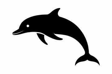 Dolphin silhouette and black on white background