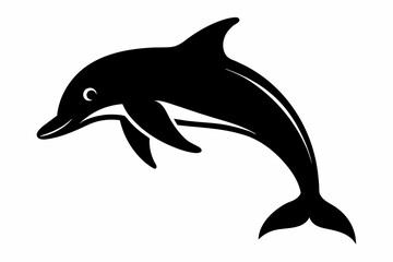 Dolphin silhouette and black on white background