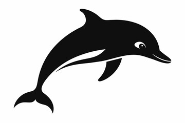 Dolphin silhouette and black on white background