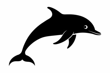 Dolphin silhouette and black on white background