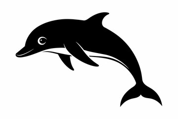 Dolphin silhouette and black on white background