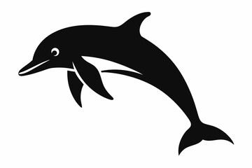 Dolphin silhouette and black on white background