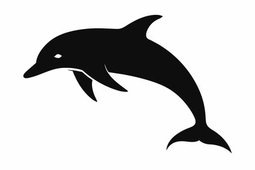 Dolphin silhouette and black on white background
