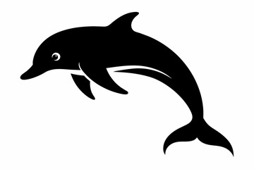 Dolphin silhouette and black on white background