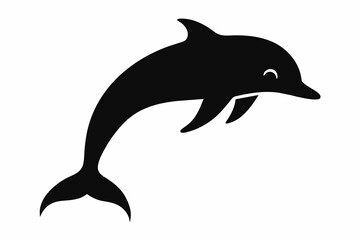 Dolphin silhouette and black on white background